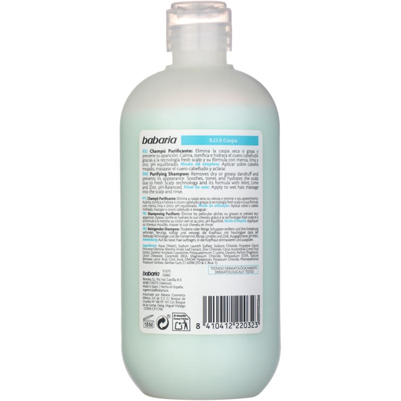 شامپو ضد شوره مو باباریا مدل S.O.S CASPA حجم 450 میلی لیتر