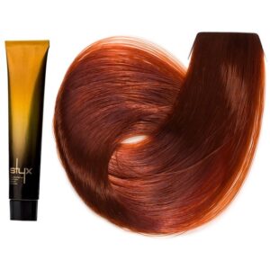 رنگ مو استایکس شماره 7.43 سری مسی و تیتانی رنگ بلوند تیتانی متوسط