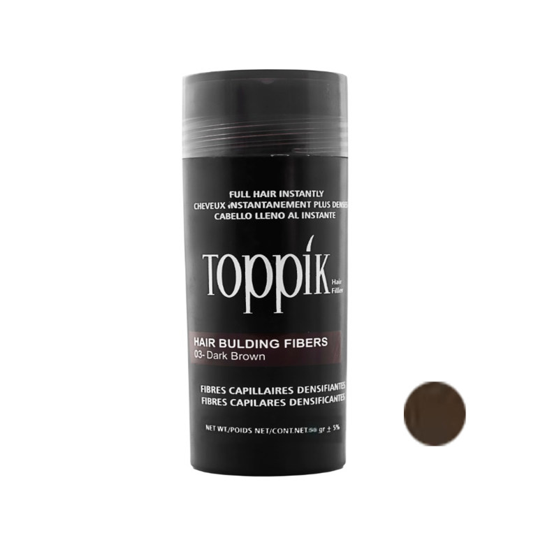 پودر پرپشت کننده مو تاپیک هیر فیلر کد 03 رنگ قهوهای تیره