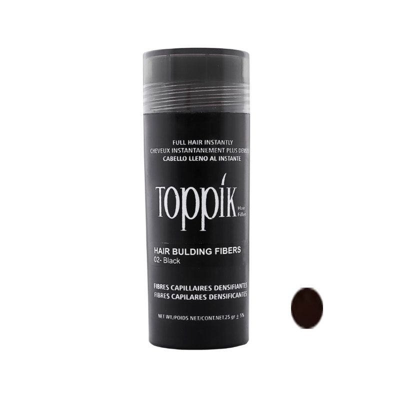 پودر پرپشت کننده مو تاپیک هیر فیلر کد 02 رنگ مشکی وزن 25 گرم