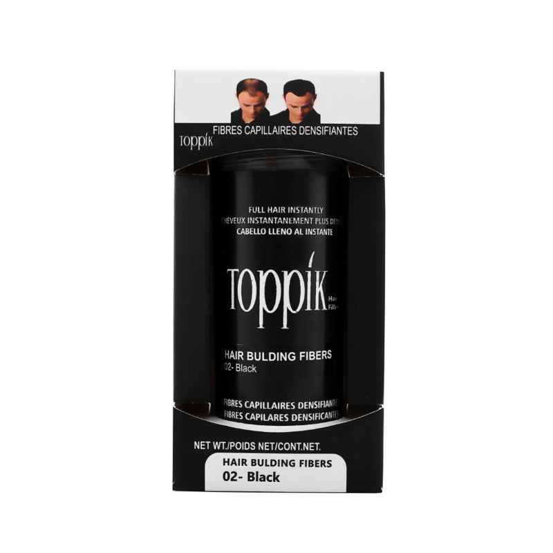 پودر پرپشت کننده مو تاپیک هیر فیلر کد 02 رنگ مشکی وزن 25 گرم