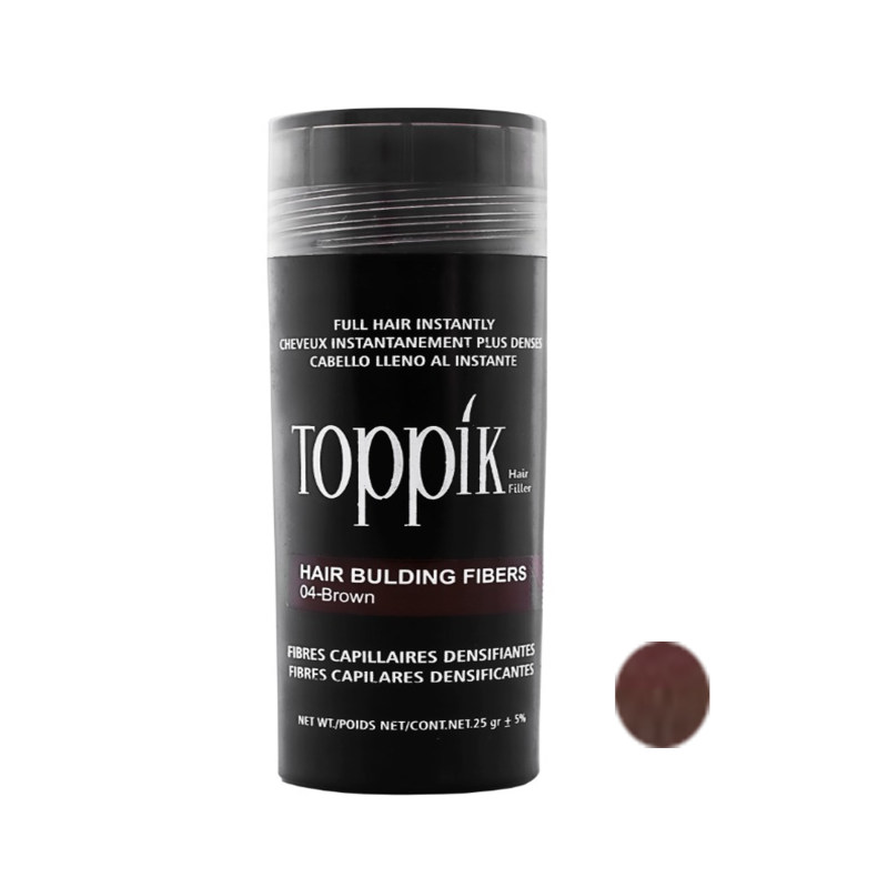 پودر پرپشت کننده مو تاپیک هیر فیلر کد 04 رنگ قهوه‌ای وزن 25 گرم