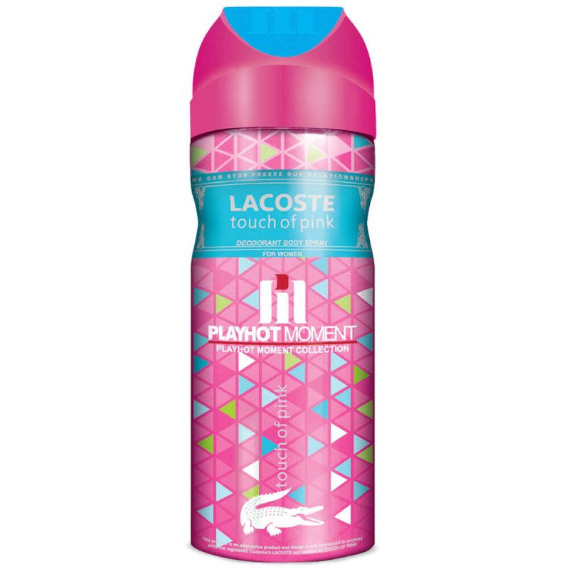 اسپری خوشبو کننده بدن زنانه پلی هات مومنت مدل Lacoste Touch Of Pink حجم 200 میلی لیتر