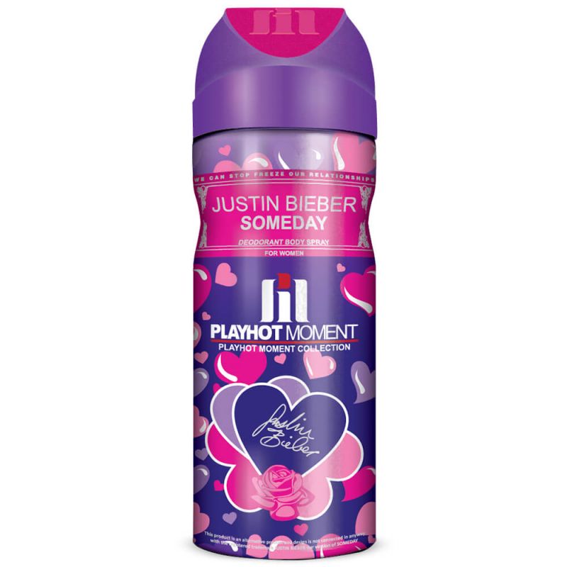 اسپری خوشبو کننده بدن زنانه پلی هات مومنت مدل Justin Bieber Someday حجم 200 میلی لیتر