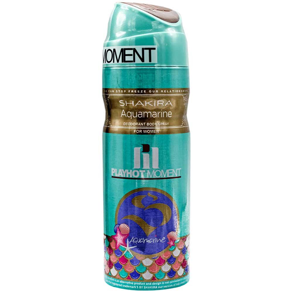 اسپری خوشبو کننده بدن زنانه پلی هات مومنت مدل Aquamarine Shakira حجم 200 میلی لیتر