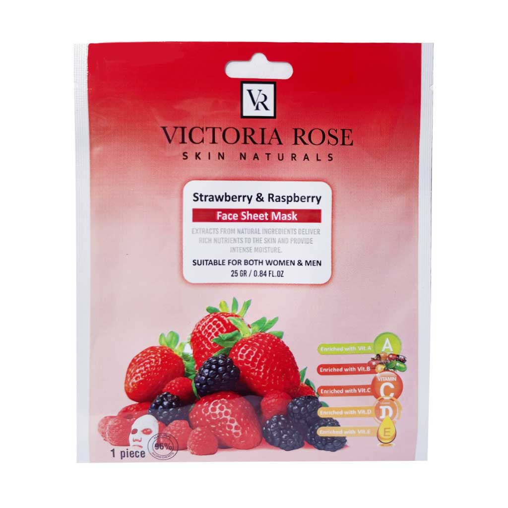 ماسک صورت ورقهای ویکتوریا رز مدل Strawberry And Raspberry