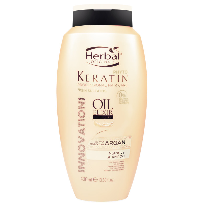 شامپو ترمیم کننده مو هربال مدل Keratin حجم 400 میلی لیتر