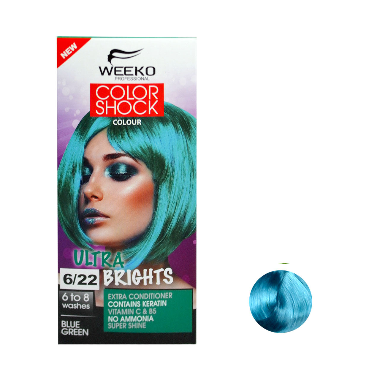 کیت رنگ مو ویکو رنگ سبز آبی شماره 6/22 حجم 80 میلی لیتر