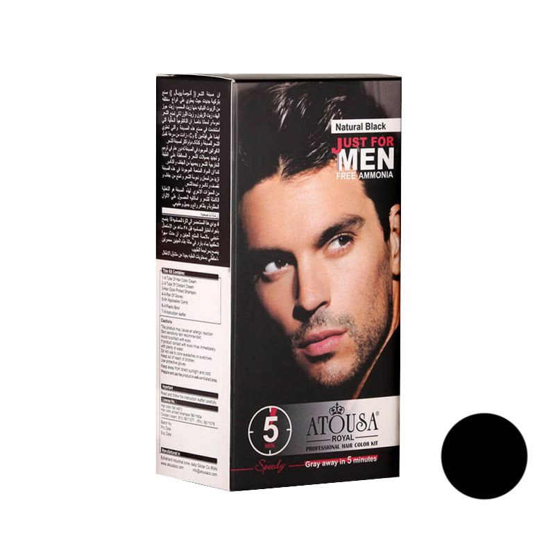 کیت رنگ موی مردانه رویال آتوسا شماره 0.1 رنگ مشکی طبیعی حجم 100 میلی لیتر