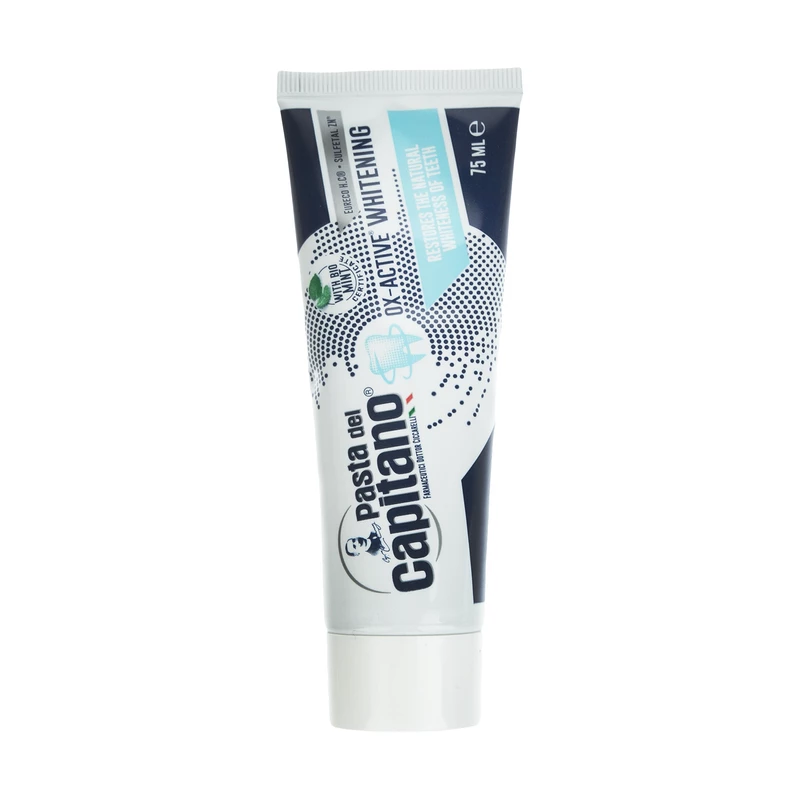 خمیر دندان سفید کننده پاستا دل کاپیتانو مدل OX-active Whitening حجم 75 میلی لیتر خمیر دندان سفید کننده پاستا دل کاپیتانو مدل OX-active Whitening حجم 75 میلی لیتر