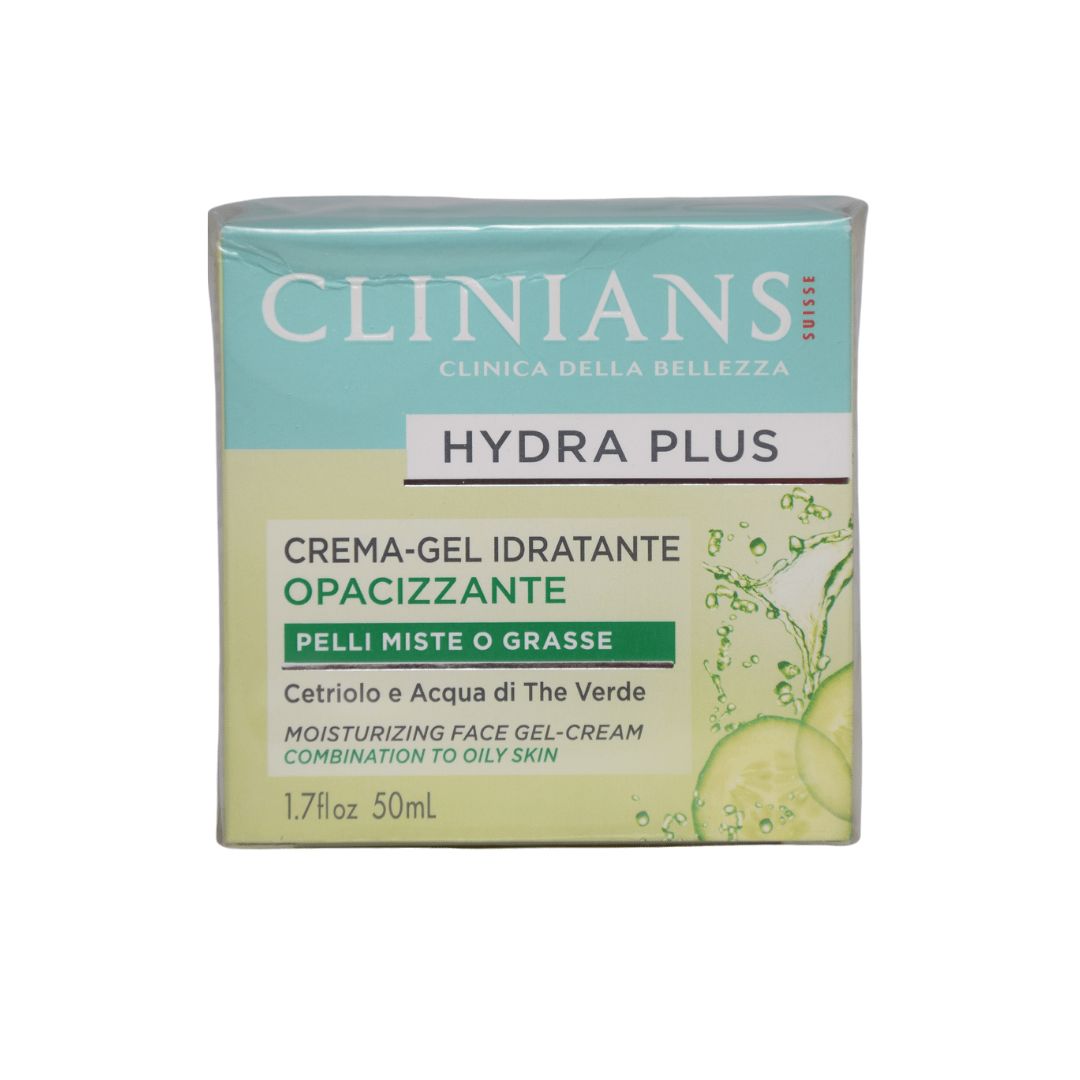 ژل کرم آبرسان و مرطوبکننده خیار کلینیانس مدل Hydra Plus حجم ۵۰ میل Clinians Hydra Plus Moisturizing Face Gel-Cream With Green Tea